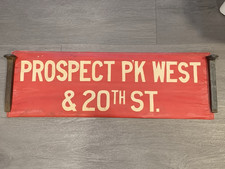 NYC B&QT BROOKLYN QUEENS TRANSIT PROSPECT PARK WEST 20 STREET TROLLEY ROLL SIGN picture