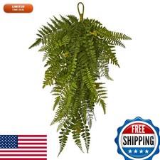 Nearly Natural 28in Artificial Fern Teardrop Wall Decor, Green, Set of 2 picture