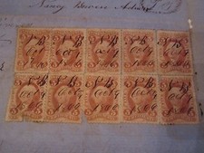 1867 STATE OF TEXAS CONTRACT DOCUMENT & 10 U.S. 5 CENT CERTIFICATE STAMPS BN-14 picture