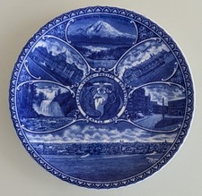 Blue White Souvenir Plate Alaska Yukon Pacific Expo Seattle 1909 The Bon Marche picture