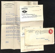Boston, MA Barrett Manufacturing Roofing 1910 Letterhead & Order Form Knowlton* picture