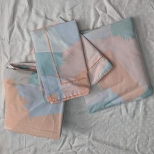 Vtg Cannon Full Sheet Set Abstract Shapes Pastels Fitted Flat Pillow Shams picture