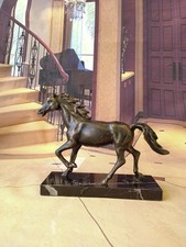 Cast Iron Horse Statue Figurine sculpture metal statue base stone picture