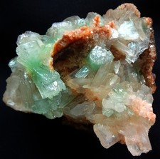 GREEN APOPHYLLITE & STILBITE CRYSTALS ON PINK HEULANDITE MATRIX Minerals Specime picture
