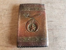 Shriners Wallet Brown Leather Tri-Fold Vtg Damaged Scimitar Crescent Moon Star picture