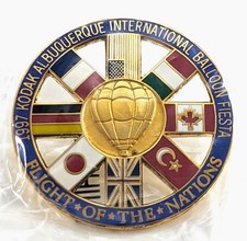 1996 Flight Of The Nations Albuquerque Balloon Fiesta Country Flags AIBF Pin VTG picture