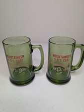 Vintage 1976 West Virginia Bicentennial Mountaineer Do's Care Green Glass Mugs picture