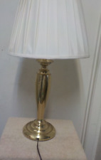 STIFFEL Vintage   Mid Century 30 INCH Brass 3 Way Table Lamp W/  Original Shade picture