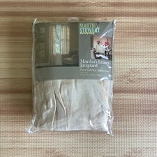 Martha Stewart VTG Pair Soft Pleat Drapery Panels Golden Jacquard Leaves 50 x 63 picture