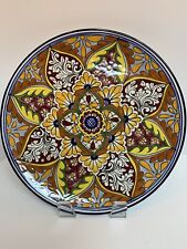 Huge 16” Pottery Mexico Round Serving Platter Hand-painted Multi Color Lead Free picture