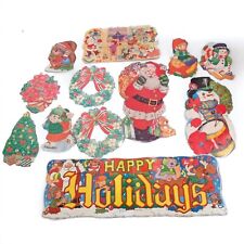 Lot of 12 Vintage Christmas Die Cut Decorations Eureka Trend Laminated picture
