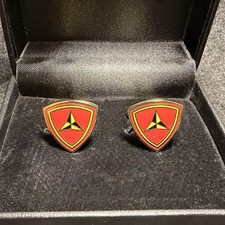 3rd Marine Division Cuff Links – Gold-Tone Red Enamel Pair Limited Stock picture