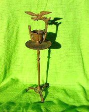 RARE ANTIQUE 1920'S ART DECO ERA CAST IRON AMERICAN EAGLE ASHTRAY SMOKING STAND picture