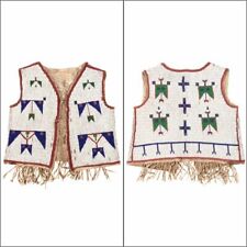  Old American Sioux Style Fully Beaded Suede Leather Hide Powwow Vest NBV117 picture