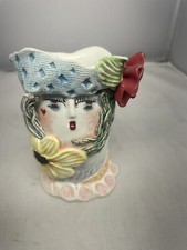 Vtg. Ellen Williams by Ganz Ceramic Garden Girl Vase Trinket Holder picture