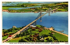 postcard Mount Hope Bridge on road from Providence to Newport R.I. 2782 picture