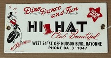 Vintage Hi Hat Club Beautiful Bayonne NJ Dance Hall Porcelain Enamel Sign picture