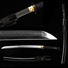 30'' Japanese Sword Wakizashi Real Hamon Clay Tempered Folded Steel Very Sharp picture