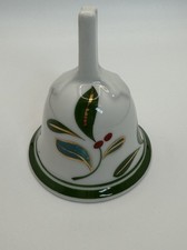 Vintage Cardinal-Porcelain/Ceramic Bell-Made In Philippines-Green Foliage & Red picture