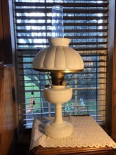 Vintage Aladdin Simplicity Alacite Crystal 25” Pedestal Oil Lamp W/wick & Shade picture