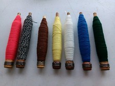 Spools Wood Bobbins Thread Wrapped, 6.5