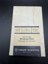 Vintage Fisher Scientific Glass Microscope Slides 12-551 Glazed Edges In Box picture