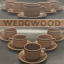 Wedgwood 10pc Pennine Brown Tea Cups & Saucers for 5 1965-71 Made in England 6oz picture