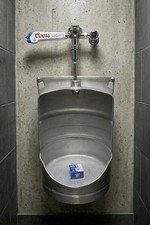 Custom Keg Urinal with Top Manual Flush & Beer Tap Handle picture