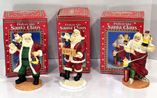 Vintage Hand Painted Santa with Elf Elves Figurines Set of 3 Resin Boxed picture
