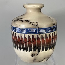 Vanessa Charlie Navajo Horsehair Pottery Vase Signed 2013 Handmade Native Art picture