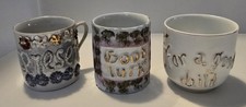 (3) Antique German Porcelain mini mugs - Present, Good luck, For a good child picture