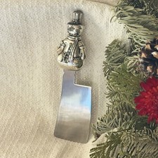 Wallace Silver Plated Snowman Cheese Spreader Christmas Holiday Serving Knife 6” picture