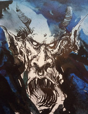 IAN MILLER Electric Light Art Show Brussels Belgium Original 2005 Devil Painting picture