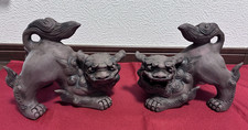 SHISA Shishi Ornament Earthenware Black W:20cm H:15cm Figure Lion Okinawa Japan picture