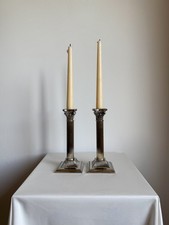 A Pair Of Vintage Silver Plated Corinthian Column Candle Holders picture