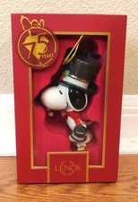NIB $84 Lenox Snoopy & Woodstock Candy Cane Porcelain Ornament 75th Anniversary picture