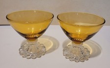 2 MCM Anchor Hocking Champagne/Sherbert Amber Glass Berwick 