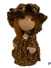 Vintage Artist Handmade Papier Mache Country Girl Figurine Ladybug Lodge Elkhart picture