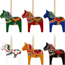 Dala Horse Swedish Christmas Decorations 6 PCS Double-Sided Wooden Dala Horse Or picture