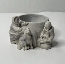 Vintage Pearlite Marblecraft Alaskan Inuit Family Trinket Holder Husky Dog PARTS picture