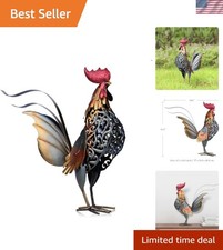 Handcrafted Iron Rooster Sculpture - Vibrant Outdoor & Indoor Decor Gift picture