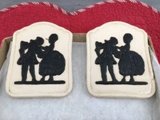 Vintage Plaster Silhouette Wall Hanging Pair picture