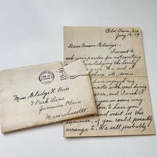 Miss Gladys H. Russ Old Town ME 1909 Vintage Handwritten Letter & Envelope TH3-4 picture