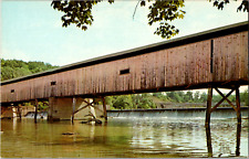 Vintage 1950s Harpersfield Covered Bridge Grand River Ashtabula Ohio OH Postcard picture