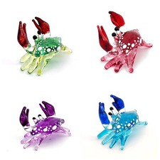 Colorful Blown Glass Crab Figurine Ocean Inspired Miniature Coastal Decor picture