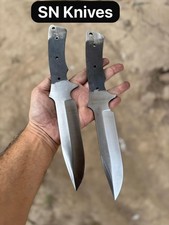 2pcs-Custom Handmade Carbon Steel Hunting Blank Blades With Sheath picture