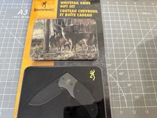 BROWNING Whitetail Knife Gift Set w Tin Black G-10 Handle 3.5