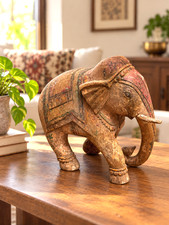 Antique Wooden Elephant Statue Original Old Fine Hand Crafted, Rare to find picture