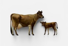 1920s De Laval litho tin die cut Jersey cow and calf advertising New Old Stock picture