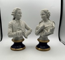 KPM Krister Monet Bisque Porcelain Busts Pair King Queen Antique German 12